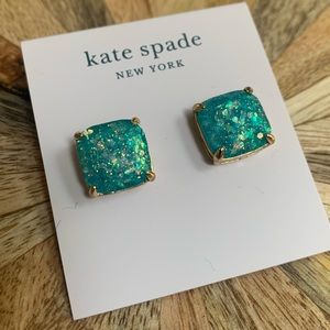Kate Spade Turquoise Glitter Square Studs